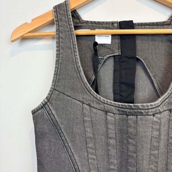 Pinko Denim Black Boned Corset Vest NWT Italian Designer - Picture 5 of 15